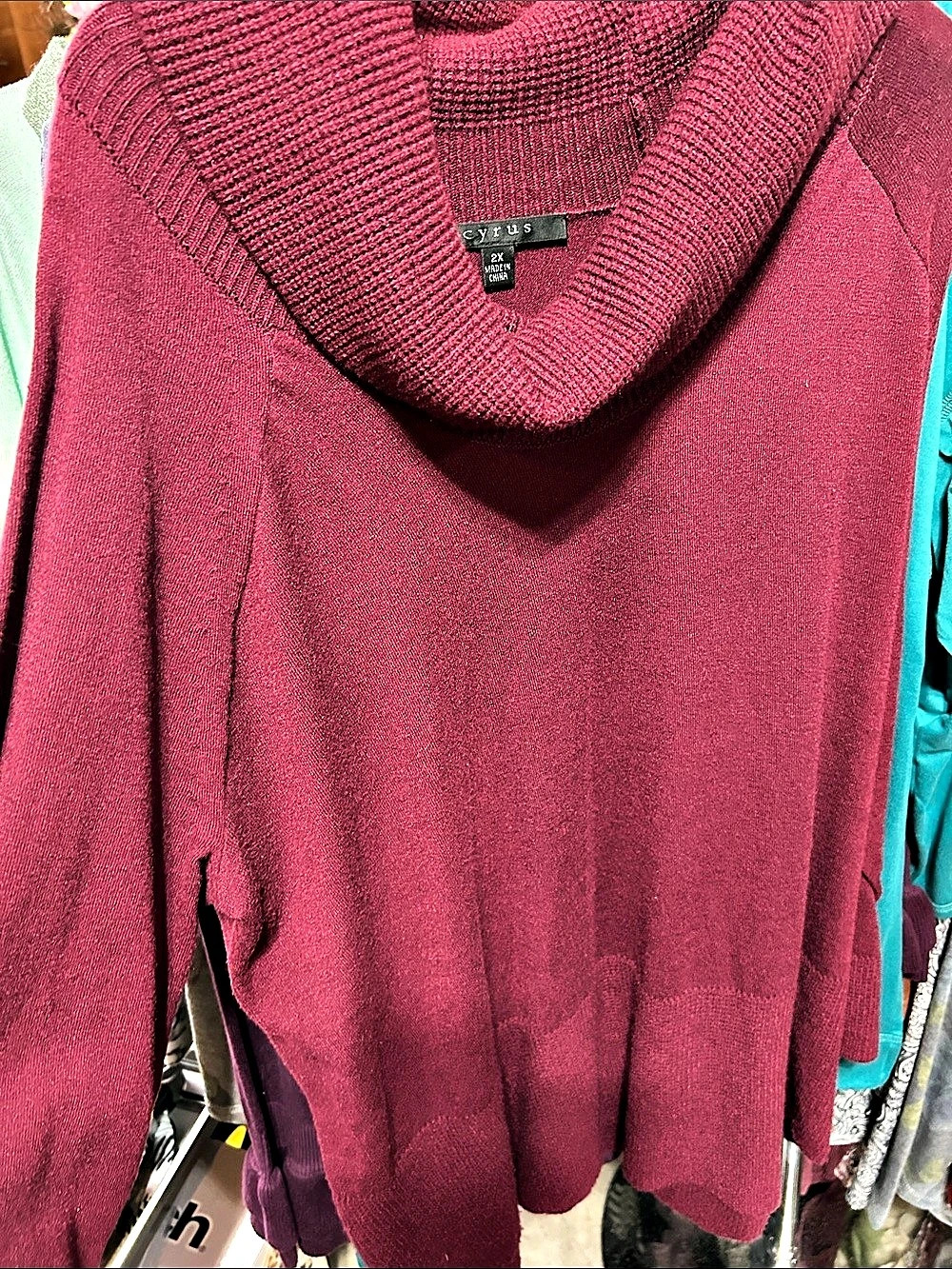 Cyrus Cowl Neck Sweater in Red Size 2x